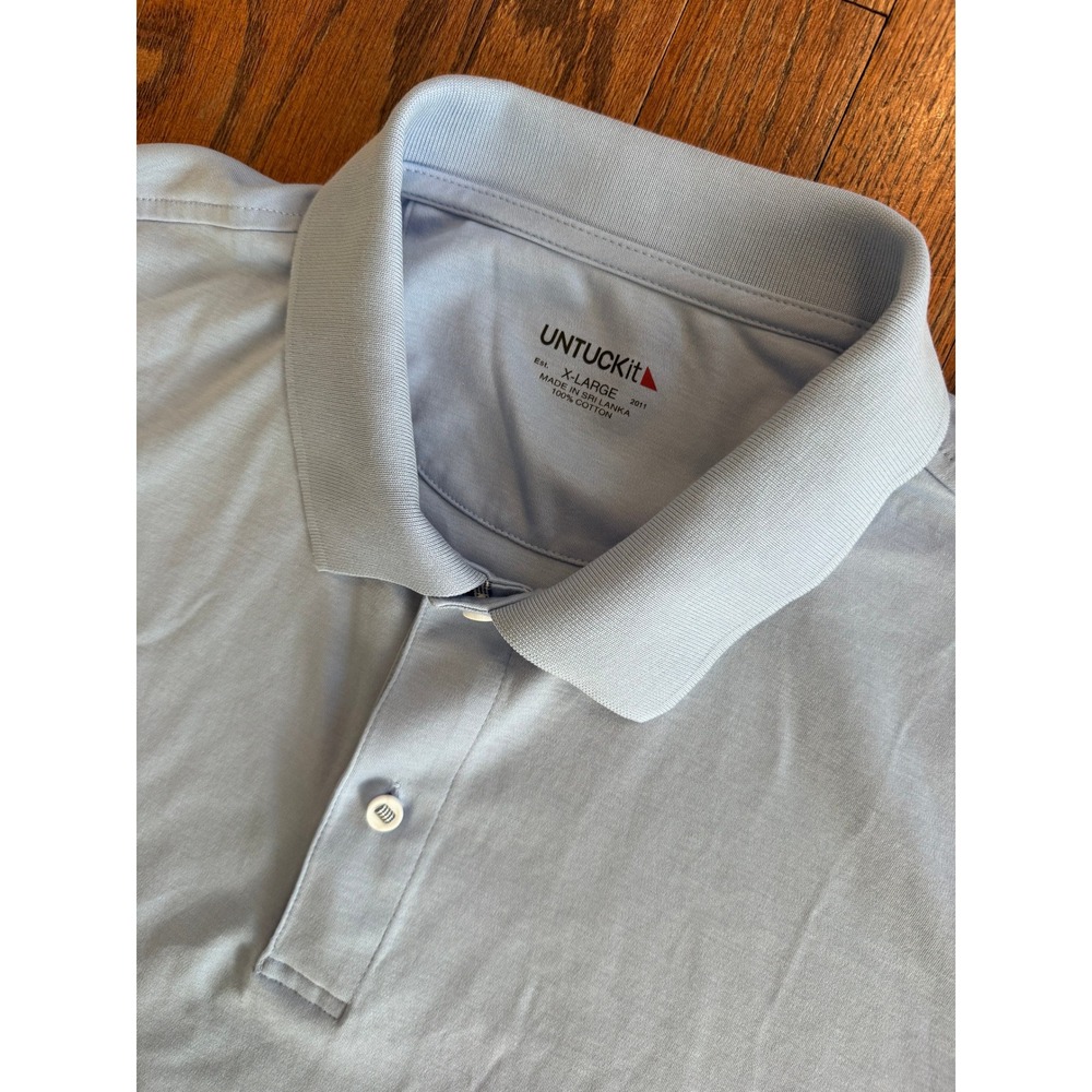 UNTUCKit Damaschino Mens XL Light Blue Cotton Short Sleeve Polo Shirt 35510 - Picture 2 of 10